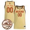 Custom Miami Hurricanes Basketball Yellow Game Jersey w/ ACC Patch - All Stitched