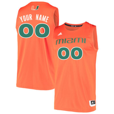 Custom Miami Hurricanes Basketball Orange Game Jersey - All Stitched