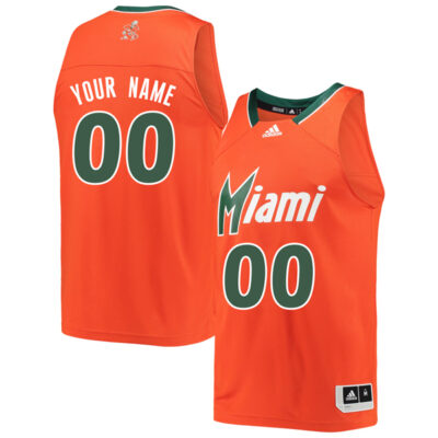 Custom Miami Hurricanes Basketball Orange Reverse Retro Jersey - All Stitched