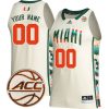 Custom Miami Hurricanes Basketball Khaki Honoring Black Excellence Jersey w/ ACC Patch - All Stitched