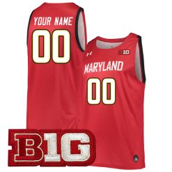 Custom Maryland Terrapins Basketball Red Game Jersey - All Stitched