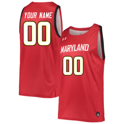 Custom Maryland Terrapins Basketball Red Game Jersey - All Stitched