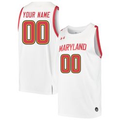 Custom Maryland Terrapins Basketball White Game Jersey - All Stitched