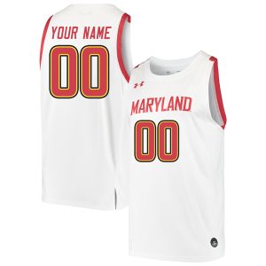 Custom Maryland Terrapins Basketball White Game Jersey - All Stitched