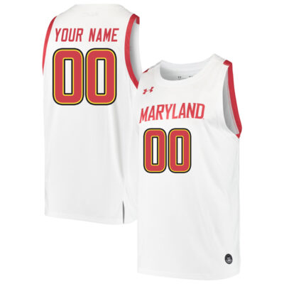 Custom Maryland Terrapins Basketball White Game Jersey - All Stitched