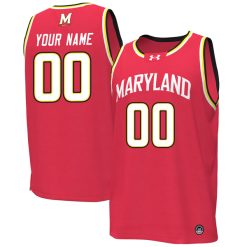 Custom Maryland Terrapins Basketball Red Jersey - All Stitched
