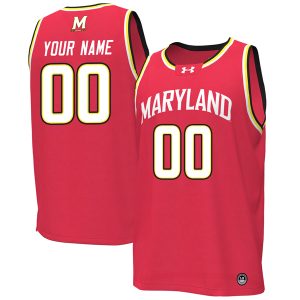 Custom Maryland Terrapins Basketball Red Jersey - All Stitched
