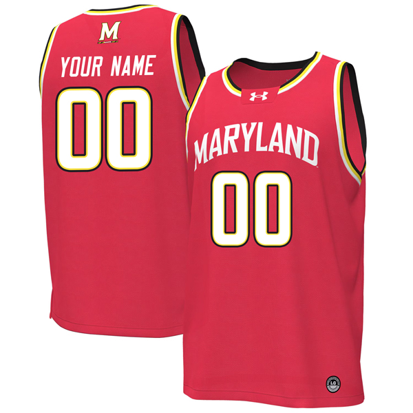 Custom Maryland Terrapins Basketball Red Jersey - All Stitched
