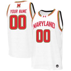 Custom Maryland Terrapins Basketball White Jersey - All Stitched