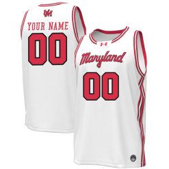 Custom Maryland Terrapins Basketball White Throwback Jersey - All Stitched