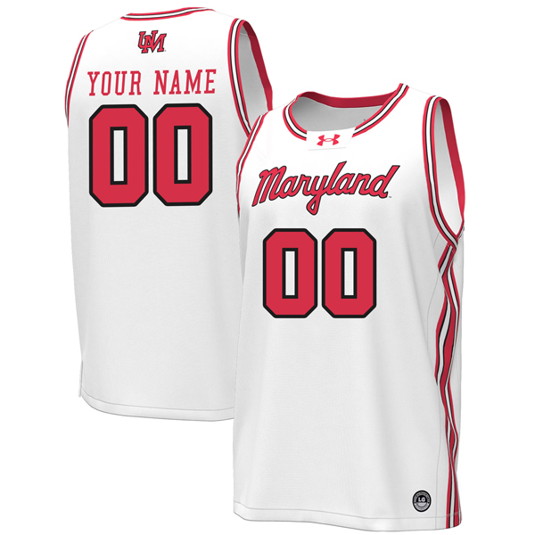 Custom Maryland Terrapins Basketball White Throwback Jersey - All Stitched