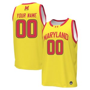 Custom Maryland Terrapins Basketball Gold Jersey - All Stitched