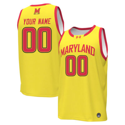 Custom Maryland Terrapins Basketball Gold Jersey - All Stitched