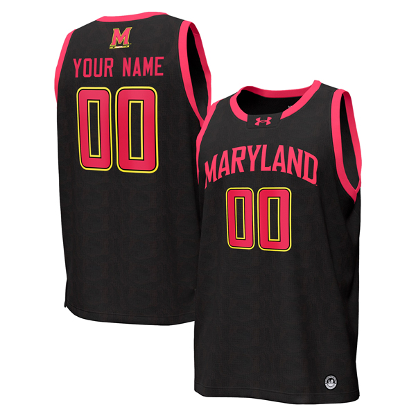 Custom Maryland Terrapins Basketball Black Jersey - All Stitched