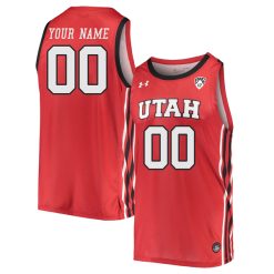 Custom Utah Utes Basketball 2021/22 Red Away Jersey - All Stitched