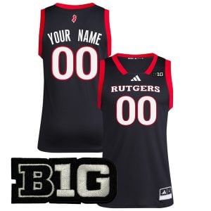 Custom Rutgers Scarlet Knights Basketball Black Jersey - All Stitched