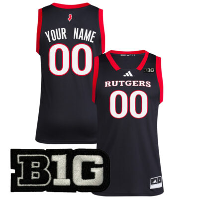 Custom Rutgers Scarlet Knights Basketball Black Jersey - All Stitched