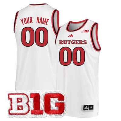Custom Rutgers Scarlet Knights Basketball White Away Jersey - All Stitched