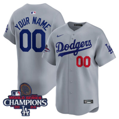 Custom Los Angeles Dodgers Grey Road Limited Jersey - All Stitched