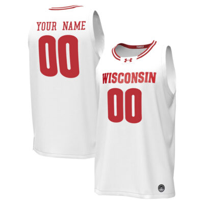 Custom Wisconsin Badgers Basketball White Away Jersey - All Stitched