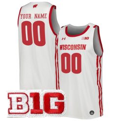 Custom Wisconsin Badgers Basketball White Jersey - All Stitched