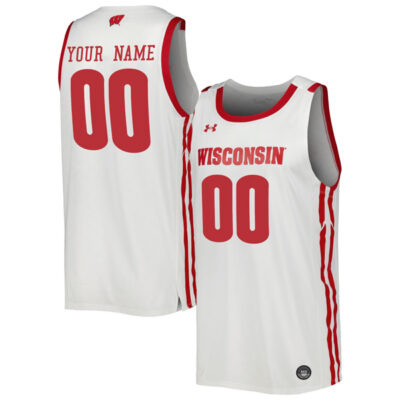 Custom Wisconsin Badgers Basketball White Jersey - All Stitched