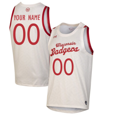Custom Wisconsin Badgers Basketball 2020/21 White Jersey - All Stitched
