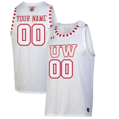 Custom Wisconsin Badgers Basketball 2021/22 White Jersey - All Stitched