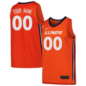 Custom Illinois Fighting Illini Basketball Orange Home Jersey - All Stitched
