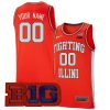 Custom Illinois Fighting Illini Basketball Orange Throwback Jersey w/ B1G Patch - All Stitched