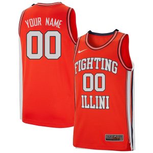 Custom Illinois Fighting Illini Basketball Orange Throwback Jersey - All Stitched