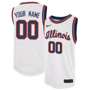 Custom Illinois Fighting Illini Basketball White Throwback Jersey - All Stitched