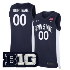Custom Penn State Nittany Lions Basketball Navy Game Jersey - All Stitched