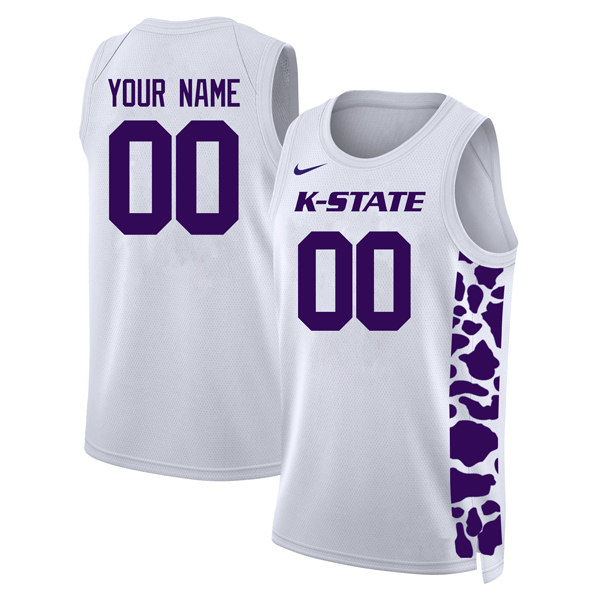 Custom Kansas State Wildcats Basketball White Game Jersey - All Stitched
