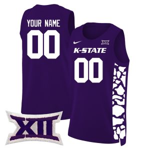 Custom Kansas State Wildcats Basketball Purple Game Jersey w/ XII Patch - All Stitched