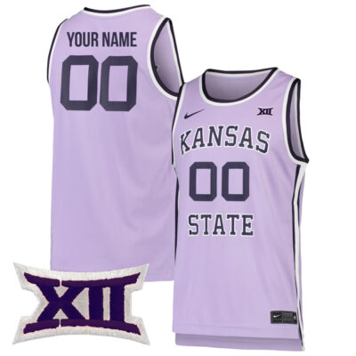 Custom Kansas State Wildcats Basketball Purple Jersey w/ XII Patch - All Stitched