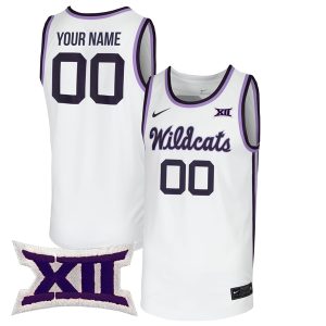 Custom Kansas State Wildcats Basketball White Jersey w/ XII Patch - All Stitched