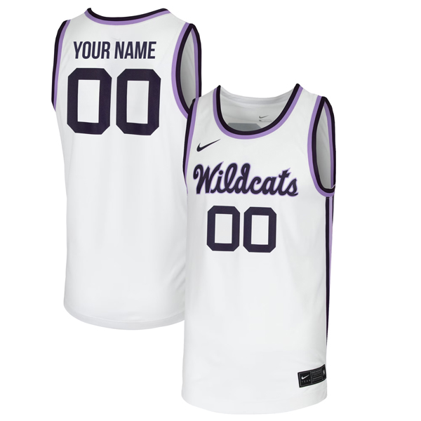 Custom Kansas State Wildcats Basketball White Jersey - All Stitched