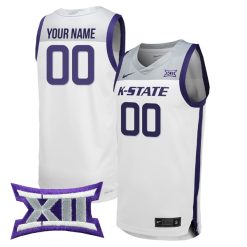 Custom Kansas State Wildcats Basketball White Jersey - All Stitched