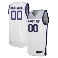 Custom Kansas State Wildcats Basketball White Jersey - All Stitched