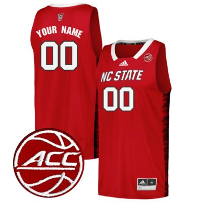 Custom NC State Wolfpack Basketball Red Home Jersey w/ ACC Patch - All Stitched