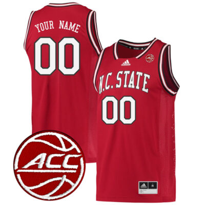 Custom NC State Wolfpack Basketball Red Reverse Retro Jersey w/ ACC Patch - All Stitched