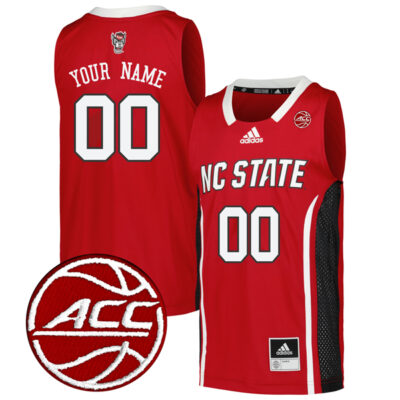 Custom NC State Wolfpack Basketball Red Jersey w/ ACC Patch - All Stitched
