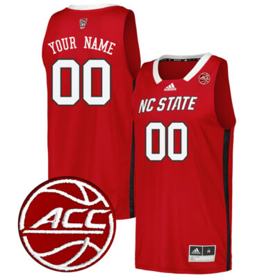 Custom NC State Wolfpack Basketball Red Jersey w/ ACC Patch - All Stitched