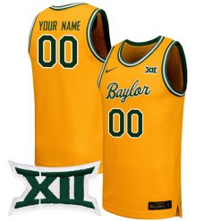 Custom Baylor Bears Basketball Gold Game Jersey - All Stitched