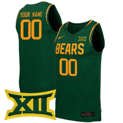 Custom Baylor Bears Basketball Green Jersey w/ XII Patch - All Stitched