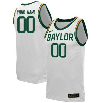 Custom Baylor Bears Basketball White Jersey - All Stitched