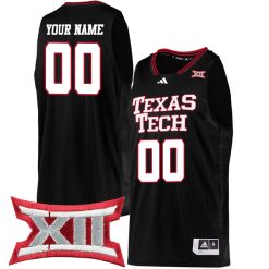 Custom Texas Tech Red Raiders Basketball Black Game Jersey - All Stitched