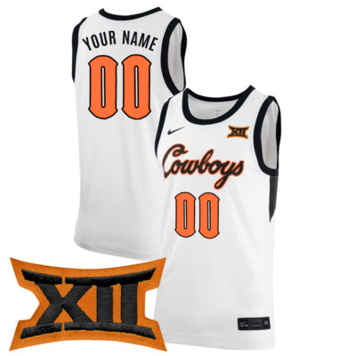 Custom Oklahoma State Cowboys Basketball White Jersey - All Stitched