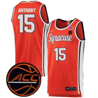 Carmelo Anthony Syracuse Orange Orange Retro Jersey w/ ACC Patch - All Stitched